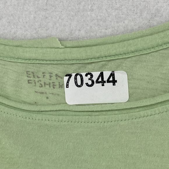 EILEEN FISHER Top M Fine Cotton Jersey Short Sleeve Rolled Hem Scoop Neck Green - Picture 10 of 10